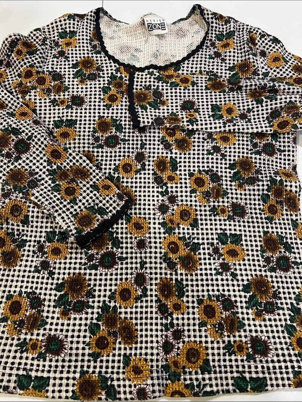 Vintage - 90s/y2k, M, 100% cotton, waffle knit, Sunflower Top